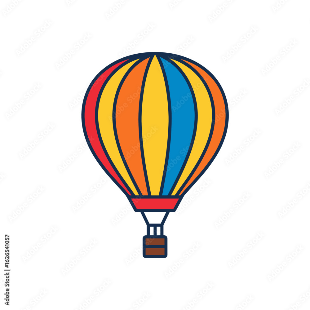 Naklejka premium Colorful hot air balloon flying in clear blue sky 