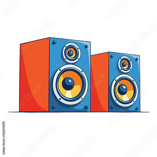 Colorful audio speakers in modern design on white background  