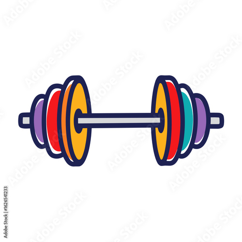Colorful dumbbell with weights for fitness and strength training  