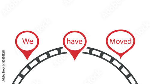 We have moved message with location pins on curved path track
