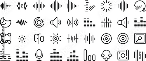 Modern sound wave icon set for audio and music applications, scalable vector graphic for designers