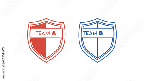 Free Download Red and blue team shields labeled team a and team b for sports competition
 - GFXLoad