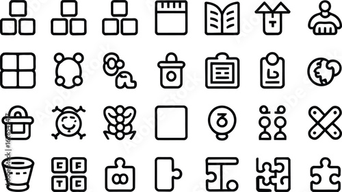 Educational and Learning Activity Icons – Minimalist Line Vector Set