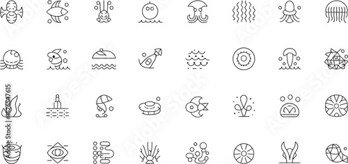 Wallpaper Mural Collection of minimalist underwater icons for design, nature, and marine life projects Torontodigital.ca