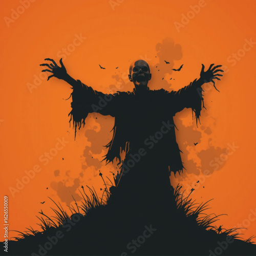 Halloween themed zombie vector illustration