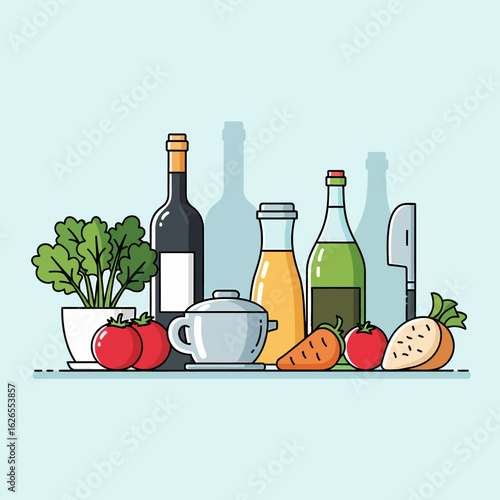 Healthy ingredients for cooking organic food and delicious meals at home