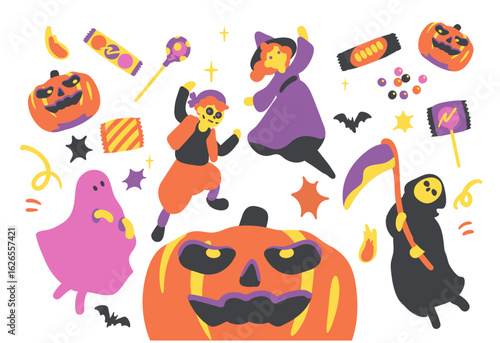 ハロウィンの楽しい仮装とかぼちゃとお菓子