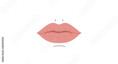 Simple Cartoon Lips with Subtle Details and Minimalist Design.