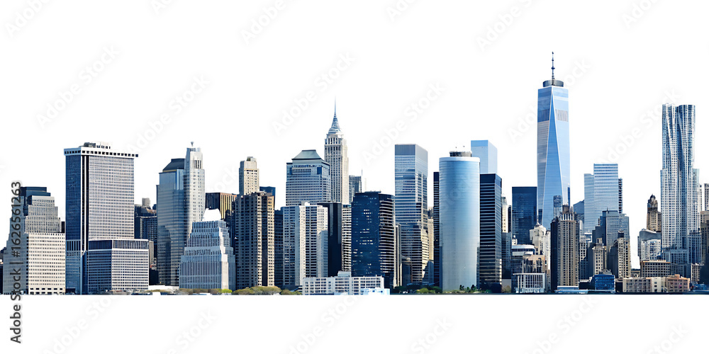 Fototapeta premium Manhattan skyscrapers cityscape isolated on a transparent background.png