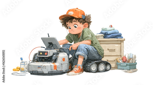 Cartoon vector of a cheerful boy capturing 12 different animated character expressions, ideal for animation, user onboarding, or explainer content. High-quality flat vector illustration with customiza