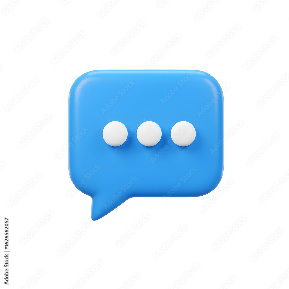 Fototapeta premium Blue Chat Bubble with Dots Symbolizing Typing or Waiting Message