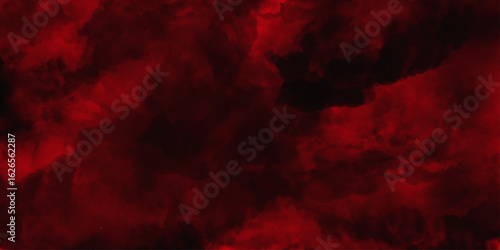 Red color powder explosion isolated on black background. Colorful dust explode. Paint Holi, dust particles splash. Network concept with spray. Futuristic technology element. 3D rendering.	