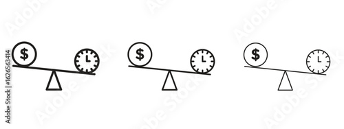 Time and money compare scale icon linear style sign for mobile concept and web design.