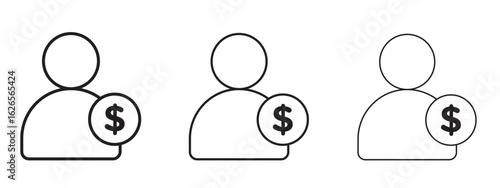 Personal loan icon linear style sign for mobile concept and web design.