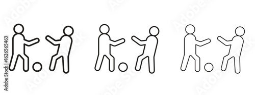 People playing Ball icon linear style sign for mobile concept and web design.