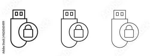 Pendrive security icon linear style sign for mobile concept and web design.