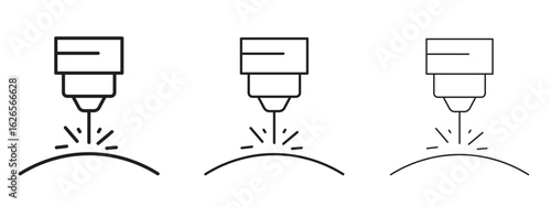 Laser machine icon linear style sign for mobile concept and web design.