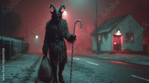 krampus christmas horror snowy village candy cane
