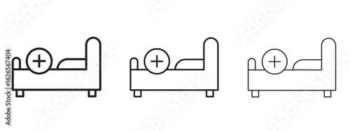 Hospital bed icon linear style sign for mobile concept and web design.