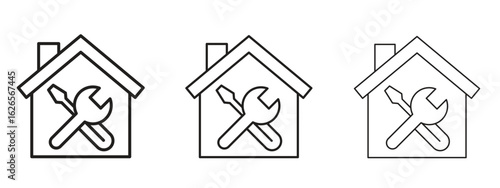 Home repair icon linear style sign for mobile concept and web design.