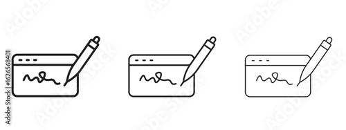 Electronic signature icon linear style sign for mobile concept and web design.