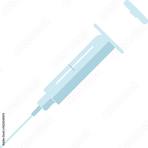 Light blue medical syringe with needle and plunger