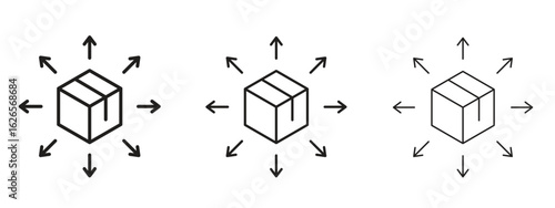 Distribution box icon linear style sign for mobile concept and web design.