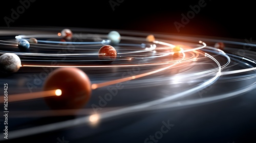Abstract interpretation of the solar system digital art cosmic environment dynamic viewpoint conceptual exploration