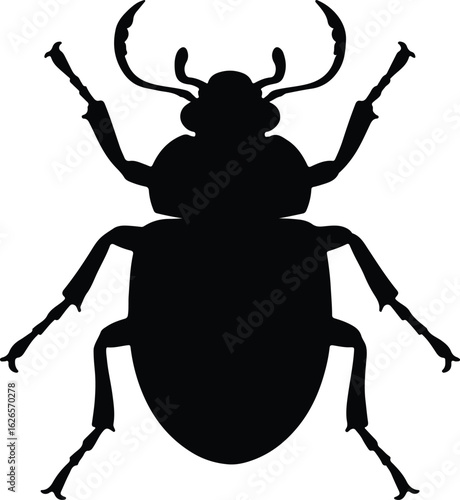Silhouette beetle insect full body outline black shape vector Illustrator
