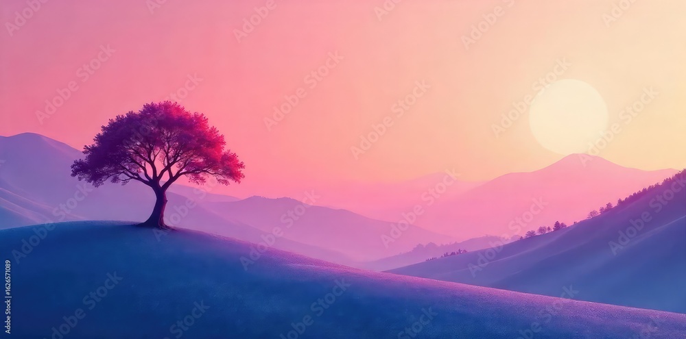 Fototapeta premium A serene landscape bathed in the soft glow of a single, unblemished color The minimalist scene evokes a sense of calm and tranquility, perfect for meditation or relaxation themes , shade, tone, spa