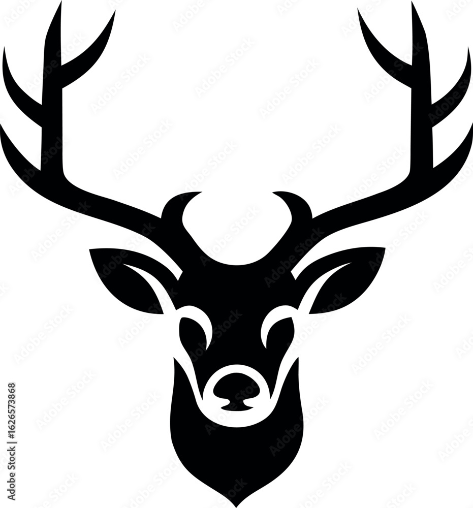 Fototapeta premium Majestic deer head illustration for advertising bannerDescription:A striking illustration of a deer head, suitable for promotional banners and advertisements. Features vibrant CMYK colors 