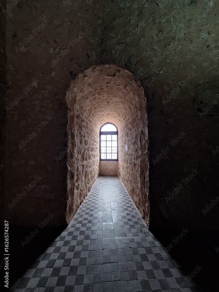 Fototapeta premium Window in Santa Barbara Castle, Alicante, Spain