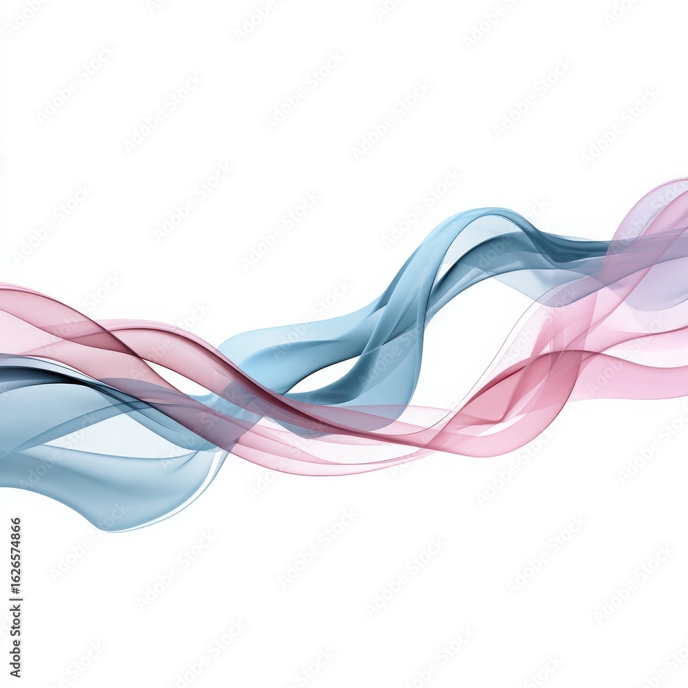 Obraz premium Abstract Blue and Pink Semi-Transparent Waves on White Background