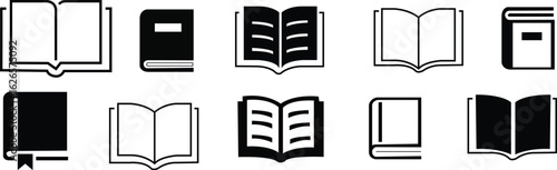 book icon set opend book  library education ,novel ,paper ,scripture simple linear and flat style -stock vector
