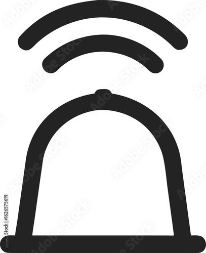 Bell signal icon with radiating waves communication