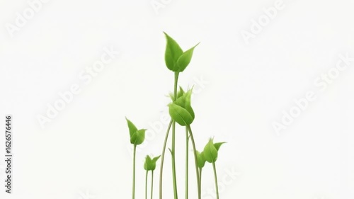 Blank white background with animated leaves growing up
