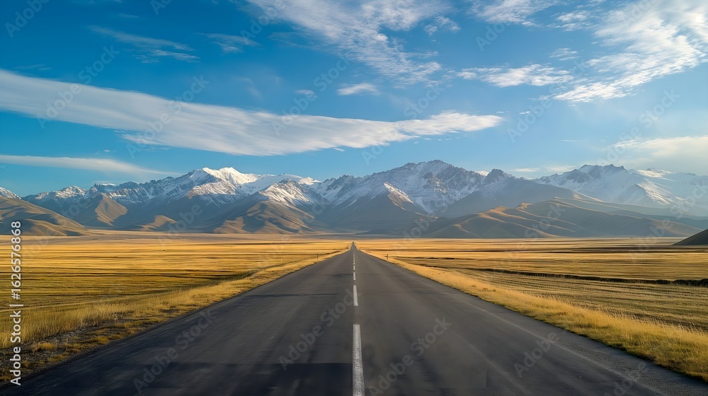 Fototapeta premium Scenic Road Through Open Grasslands