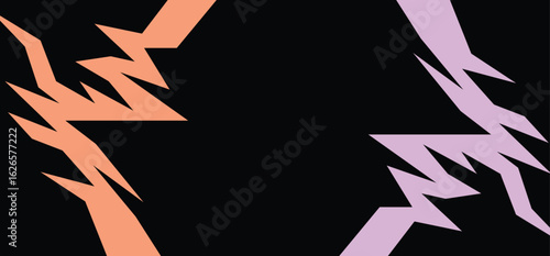 Geometric Spike Colored Lines On Minimalist Black Background With Some Copy To Text