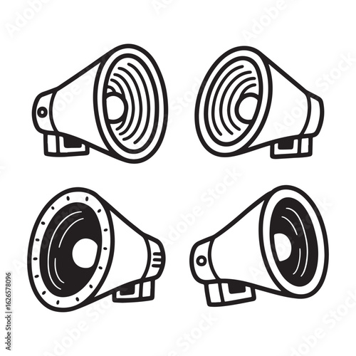 "Megaphone Varieties in Bold Monochrome Illustrations