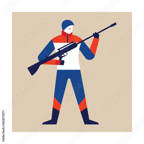 Skier with rifle