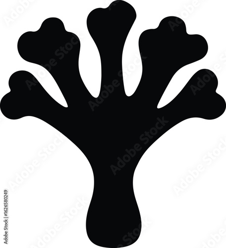 Silhouette liverwort thallus simple plant in black vector Illustrator