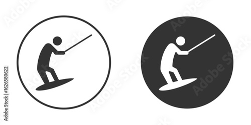 Wakeboarding icon logo design illustration template. Solid Style