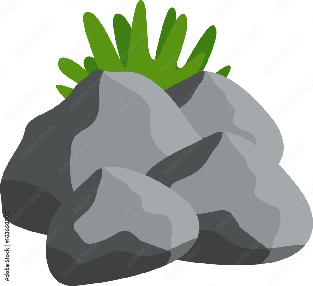 Fototapeta premium Rocks with Grass Illustration