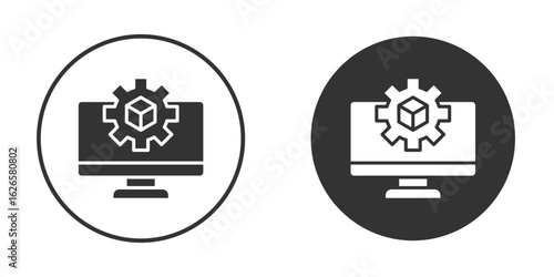 Virtual machine icon logo design illustration template. Solid Style