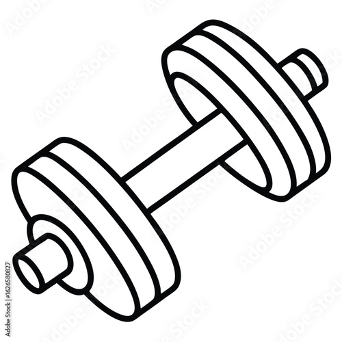 Black outline of a dumbbell with stacked weights exercise fitness