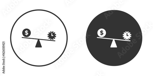 Time and money compare scale icon logo design illustration template. Solid Style