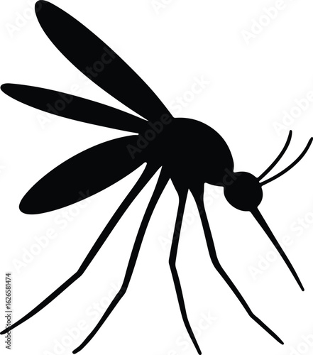 Silhouette mosquito insect isolated on white background vector Illustrator