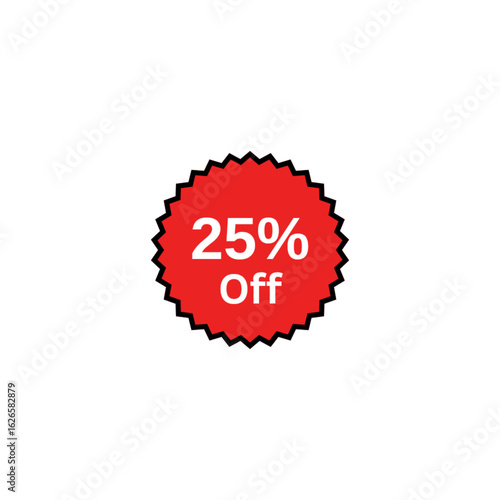 Discounts 25 percent off. Discount badge design.