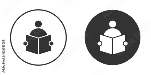Reading icon logo design illustration template. Solid Style