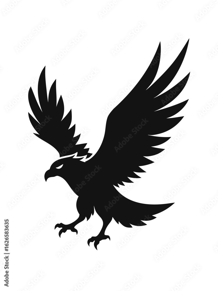 Fototapeta premium Attacking fly eagle tattoo dove with feather design icon line airt vactor Illustrations on white background.